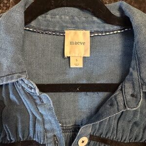 Maeve Chambray Button-Front Shirt - Light Blue